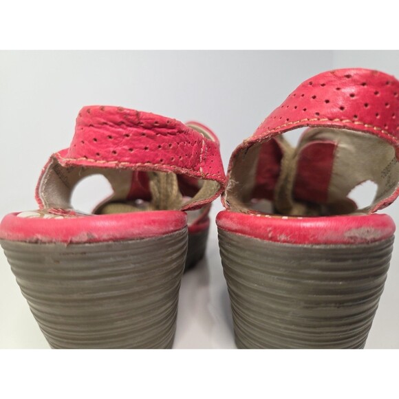 Fly London Hot Pink Leather Lace-Up Peep Toe Clogs Funky Unique Sz EU 36 - Picture 8 of 8